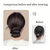 Long Synthetic 18inch Deep Wave Ponytail with Rubber Band DIY Self Winding Bun Head Curly Hair Bundle Omber Brown Black Green