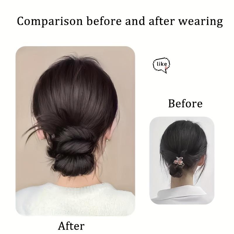 Long Synthetic 18inch Deep Wave Ponytail with Rubber Band DIY Self Winding Bun Head Curly Hair Bundle Omber Brown Black Green