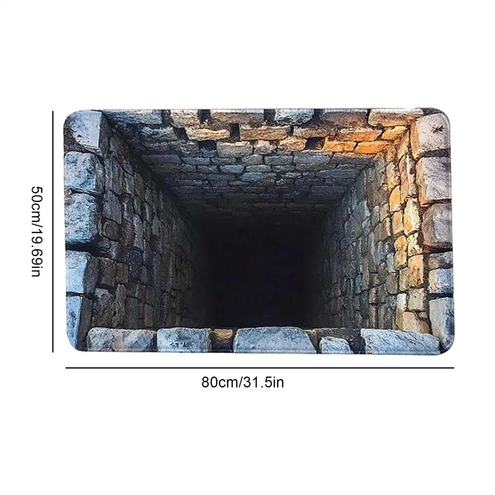 3D Rugs Optical Illusion Anti-Slip Hole Doormat 3D Illusion Hole Rug for Christmas Halloween Bedroom Living Room Bathroom