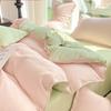 INS Cream Style Bedding Set Solid Color Soft Duvet Cover Set Bed Flat Sheet Pillowcase Adult Single Twin Full Queen Size