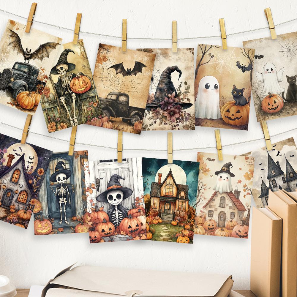 32pcs, Vintage Halloween Postcard, Ghost, Birthday/Anniversary Gift, Collectible, Suitable for Gift Giving, Mailable.