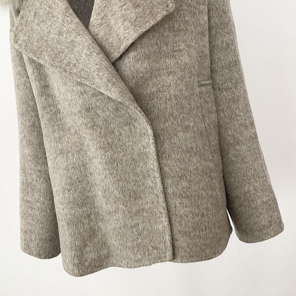 OFTBUY Winter Women Coat Real Fox Fur Double-faced Woolen Mid-length Thick Warm Turn-down Collar Jacket Casual Office Lady Daily Overwears