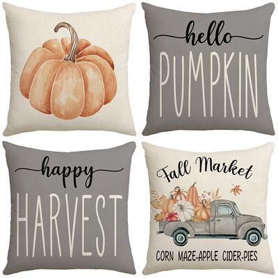 New Autumn Pumpkin Car Linen Pillow Cover Home Furnishings Modern Simple Sofa Cushion