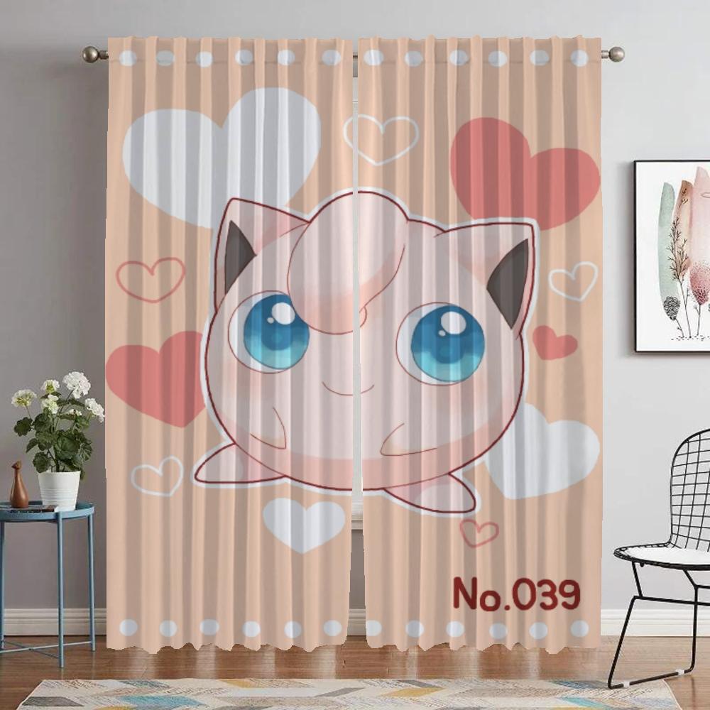 Blackout Kitchen Curtains for Bedroom Pikachus Window Curtain for Room 2 Panel Shades Home Interior Curtains Partition Living