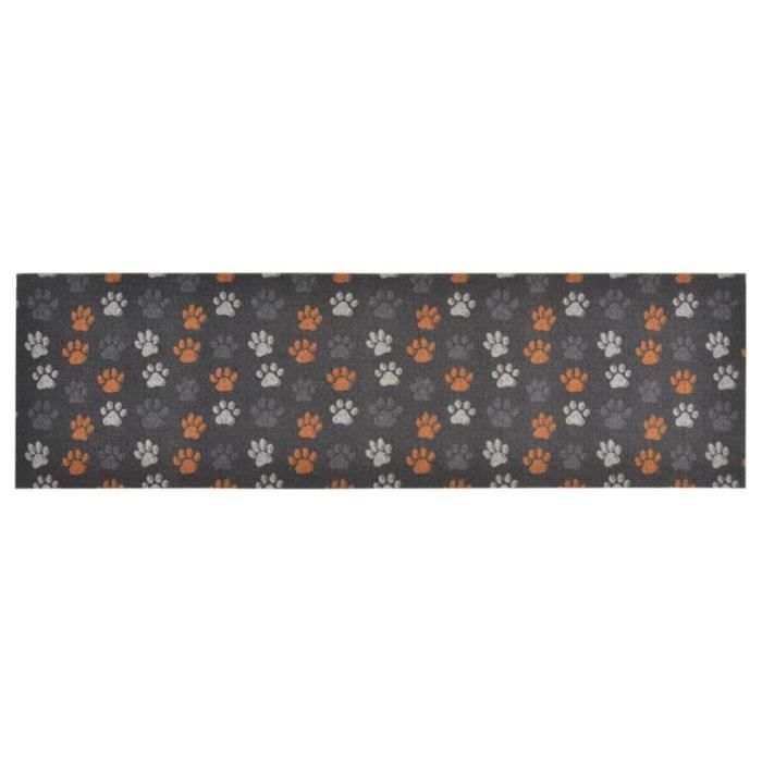 VidaXL Tapis de cuisine lavable impression de pattes 60x180 cm velours 136574