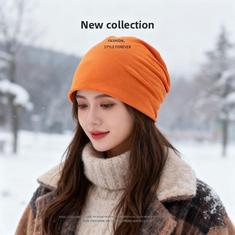 Hat Women's Windproof Headband Hat Men's Casual Thin Headscarf Chemotherapy Nightcap Solid Color Pile Confinement Cold Hat