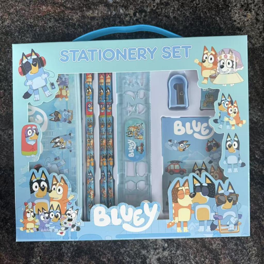 Bluey Portable Stationery Set Gift Box Kids School Supplies With Crayons For Toddlers Primary Students Birthday Christmas Gift