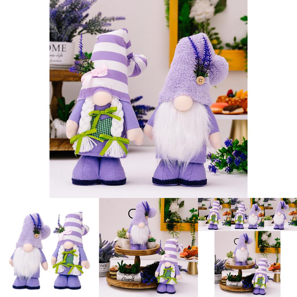 Elegante Lavendel-Lila Wichtel Tischdeko Figur für Muttertagsfeierlichkeiten aus Polyestermaterial