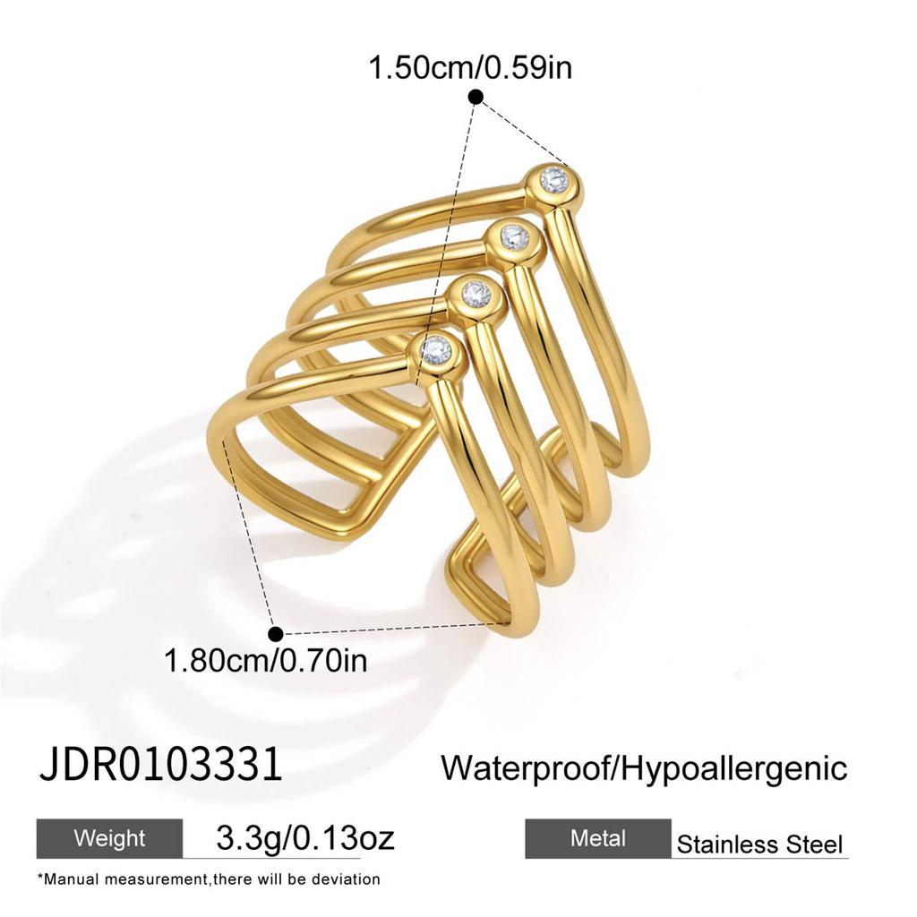 Ins-style high-end feeling female ethnic style ring does not fade zircon ring opening retro ring ring