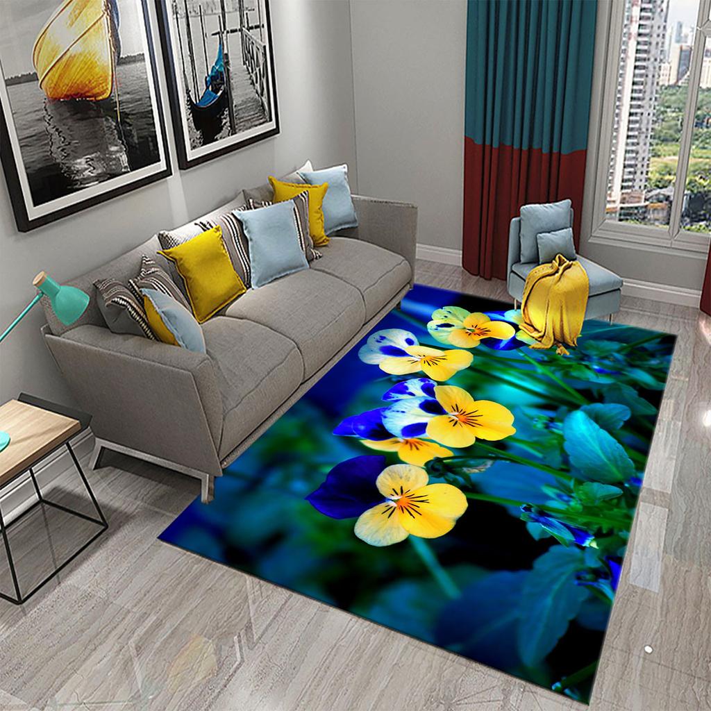 3D bunter frischer Blumen Teppich für Küchenteppich mit romantischem floralem Wohnzimmer Badezimmer Boden Teppich Mädchen Schlafzimmer Teppich Dekoration