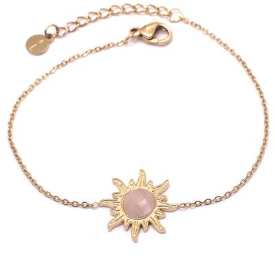 [Q8703] - Steel Designer Bracelet 'Soleil' Quartz Rose Gold - 15 Mm