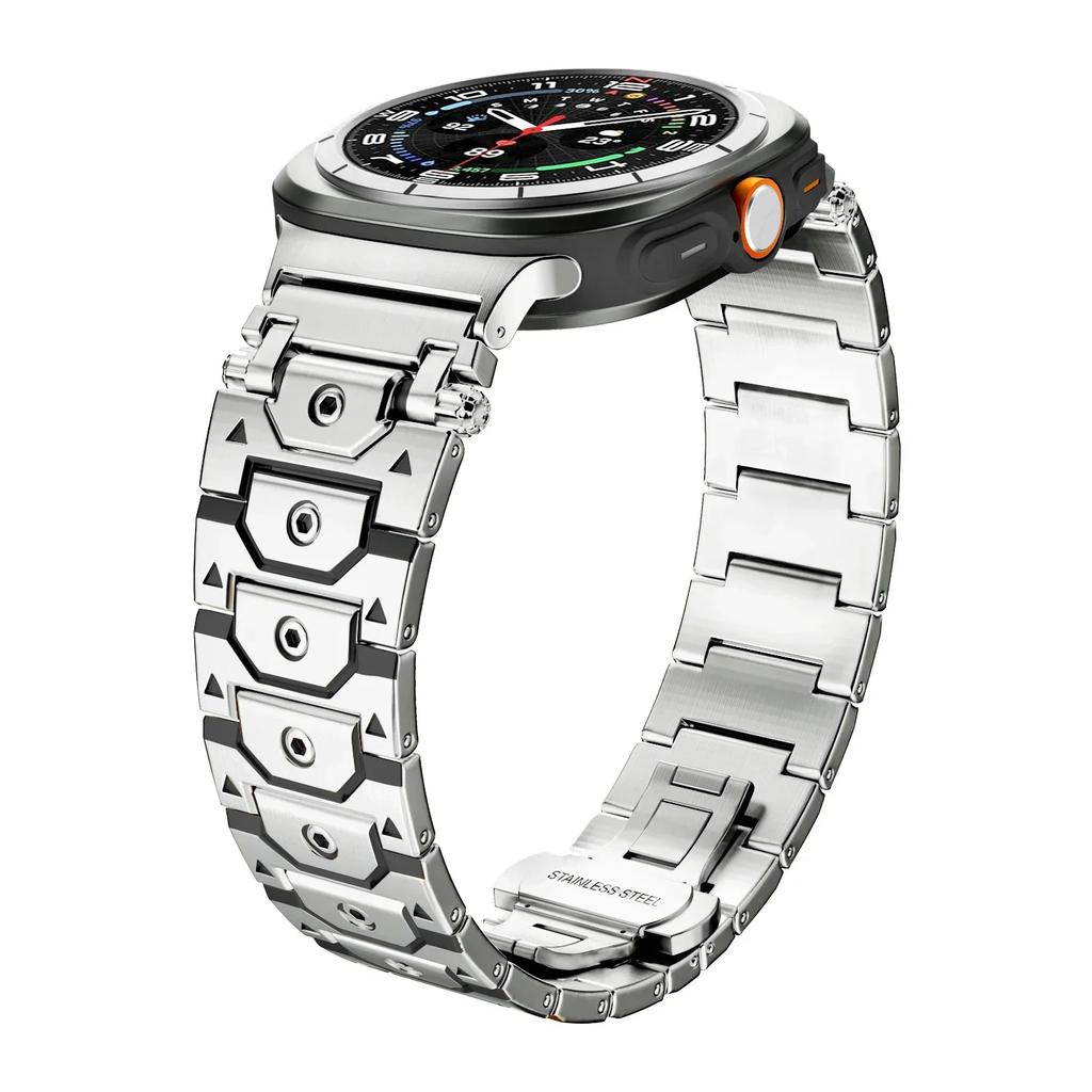 Luxury Men Stainless Steel Band For Samsung Galaxy Ultra Watch 47mm Butterfly Clasp Strap for GALAXY 47 ultra 7 No Gaps Bracelet