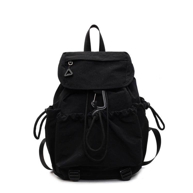 New Fashion Pleated Pull Rope Backpack Women's Niche Design Trendy Backpack Large Capacity Flip Student Bag