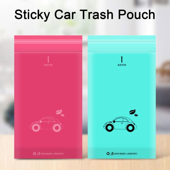 50 Stück selbstklebende Auto-Müllbeutel, Einweg, wasserdicht, PE, tragbar, großes Fassungsvermögen, auslaufsicher, robuster Müllbeutel, Autozubehör