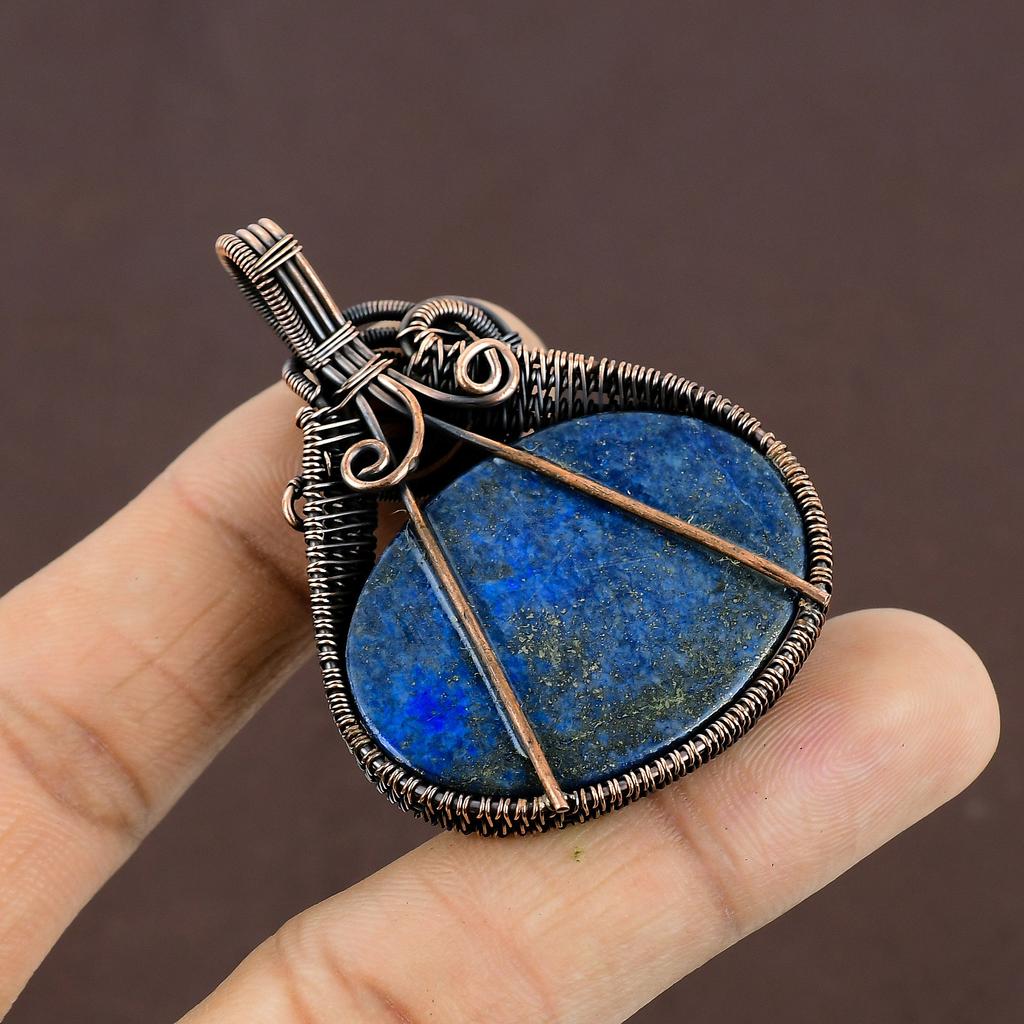 Lapis Lazuli Handmade Copper Wire Wrap Gift Jewelry Pendant 2.24" c4C67