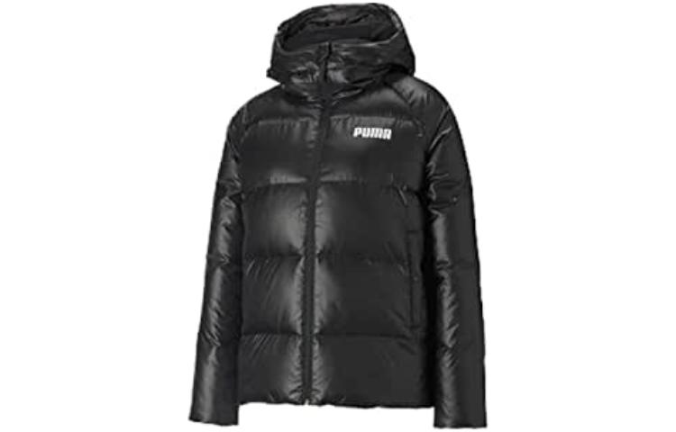 PUMA Down Jackets Women s Black Hooded Moderate Puffer Jacket 846360-01 S