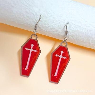 Cross Earrings Gothic Halloween Coffin Pendant Earrings for Men and Women
