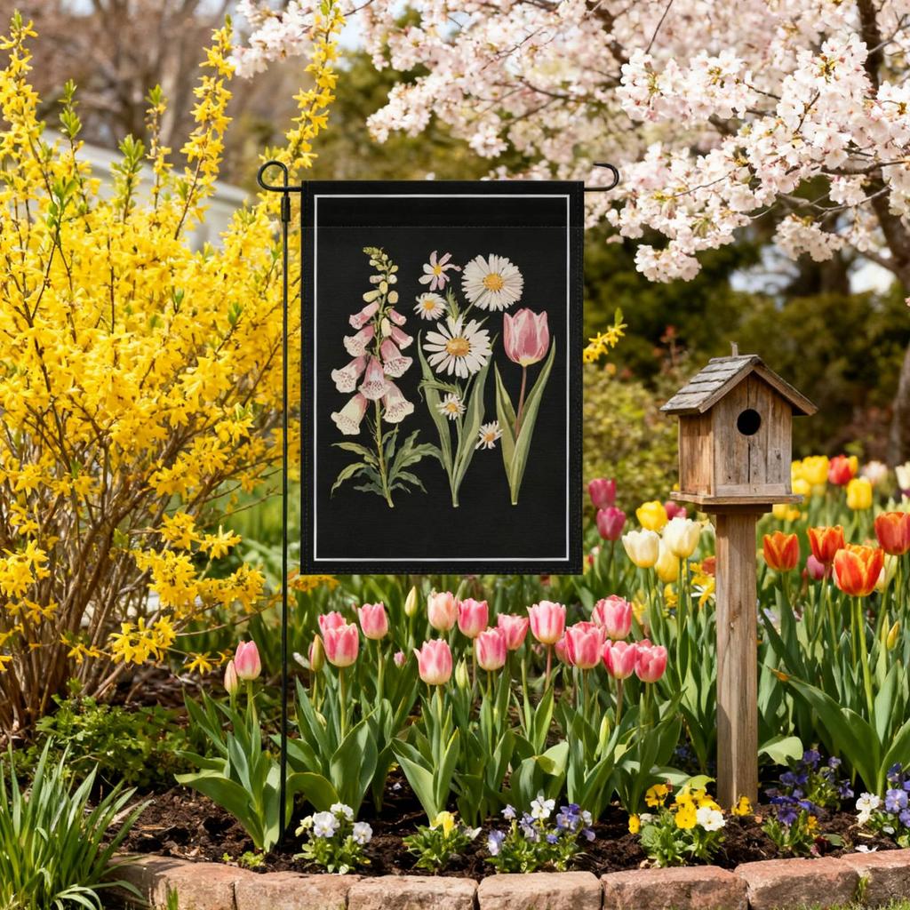 Us Vintage Floral Plant Foxglove Flower Yard Flag 12x18 One SizeVintage Garden Flags One Size Double Sided For Porch