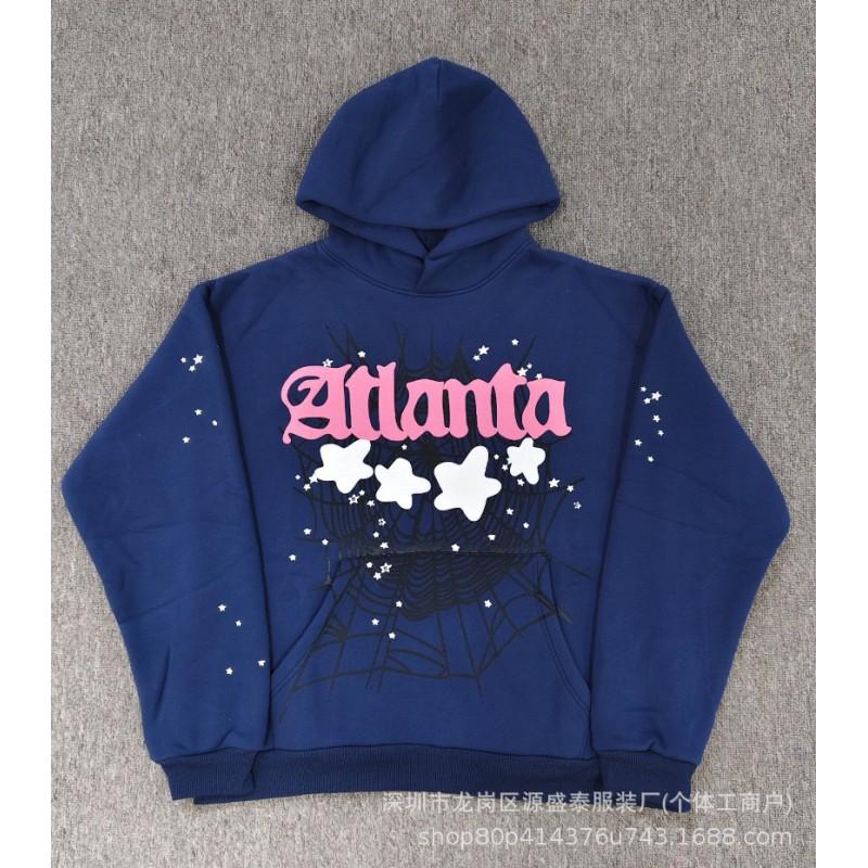 Sp1der Rapper YoungThug Same Foam Letter 555555 Couple Hoodie Pink Sweatshirt