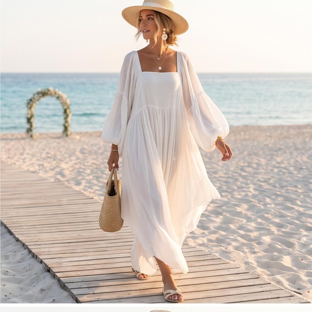 Dames Lange Mouwen Kleurrijk Elegant - Jurk voor Vakantie en Casual Kleding