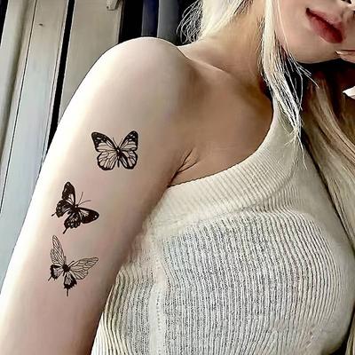 1 arch dočasných tetovacích samolepek Vodotěsné 3D motýlí květiny Body Art