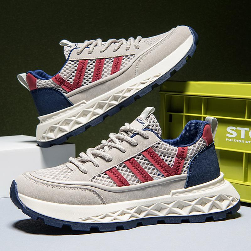 

Мужские новые универсальные модные повседневные туфли на толстой подошве с цветной строчкой, ремешком, круглым носком, литьевые, с мелким вырезом, в спортивном стиле 44