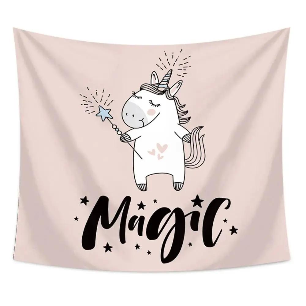 Unicorn Print Tapestry Wall Hanging Cute Cartoon Unicorn Tapestry Asthetic Home Decor Tapestry Wall Hanging for Kids Girls Room
