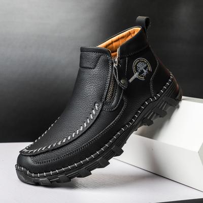 Herren Lederstiefel Reißverschluss High Top Freizeitschuhe 39-48