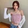 Korean Style Fur Tassel Camisole: Autumn/Winter Fashion Chain Bandeau with Exposed Collarbone Design