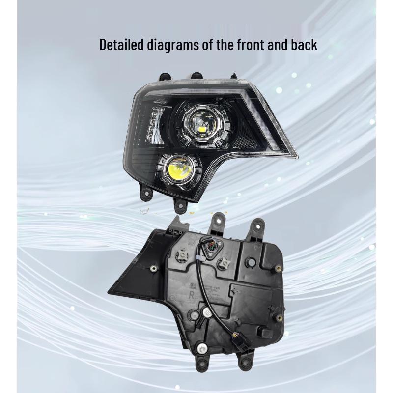 Dual Lens Full LED Headlamp for Sinotruk T7 TX T5G A7 (Super Bright Front Spotlight, Black)