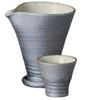 Sake Tokkuri and Ochoko Diameter 11 X 8 X Height Yakishime Green Mino Suitable for Hot Cold and Japanese Sake Ale-net Set, (Sake Bottle) Set, 12cm,