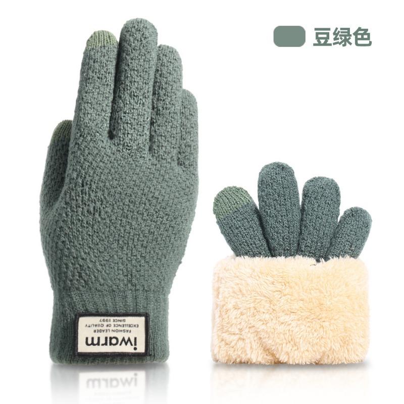 New Wool Knitted Gloves Men's Winter Piled Thickened Outdoor Cold-proof and Warm Gloves