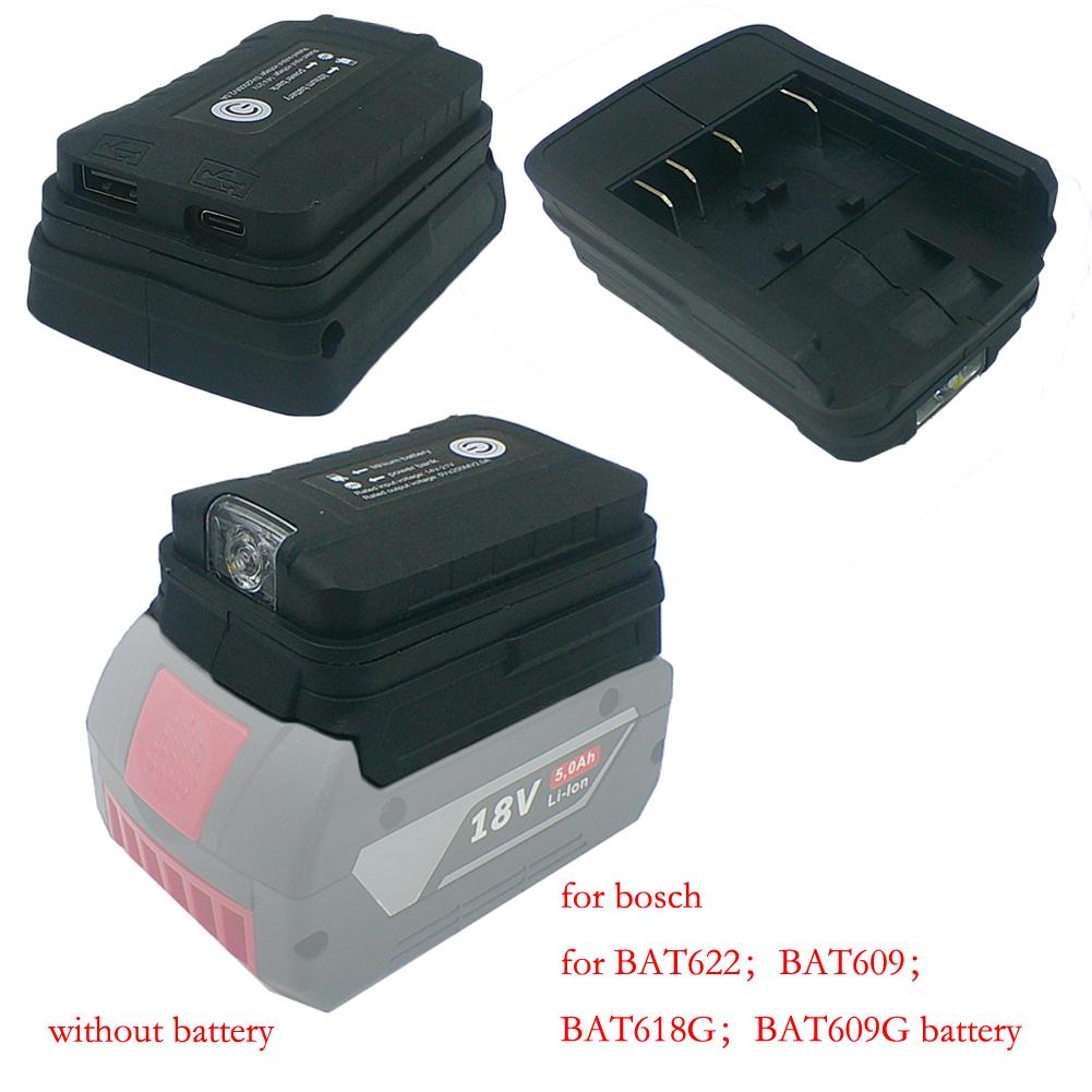 

For Bosch Battery Adapter with USB Output and Light for 18V Lithium Battery Converter with Type C Port for Mobile Charging