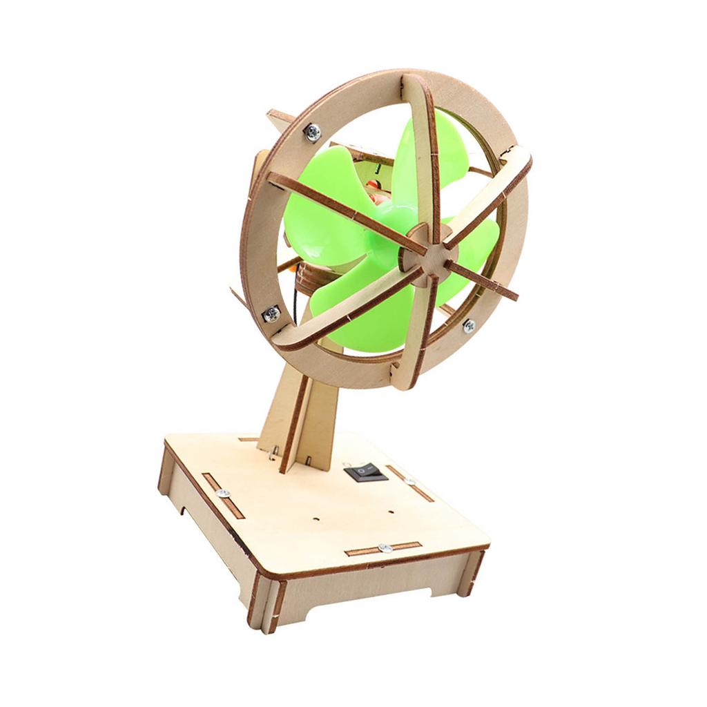 Wood Fan Model DIY Electric Oscillating Fan Building Kit for Children Kids Science Classes