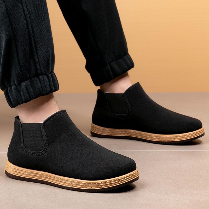 Men's Old Beijing Shoes Large Size Wool Winter Warm Fur One Snow Boots Padded Lining Ankle Boots Non-slip Hiking Sports Cotton Boots