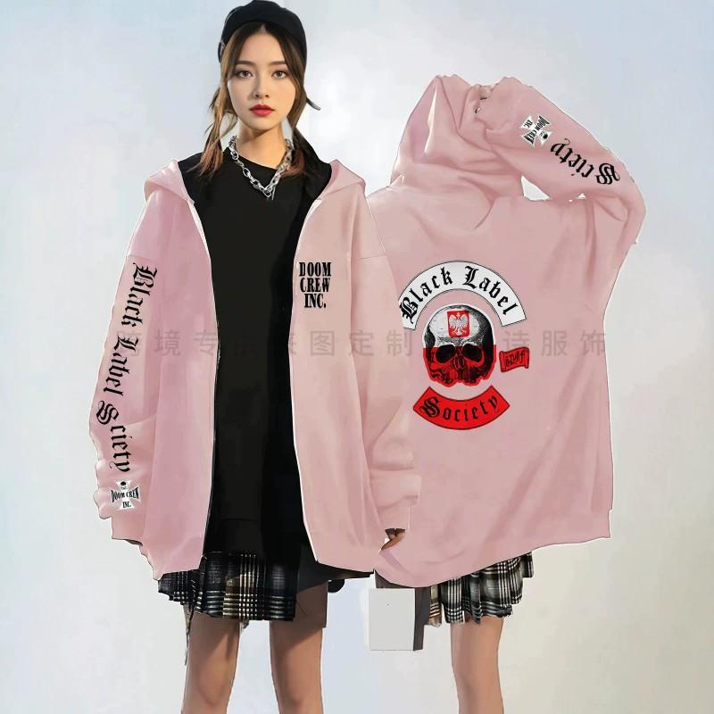 Sweat à capuche imprimé crâne Black Label Society Coupe ample Sweatshirt décontracté Garçons adolescents