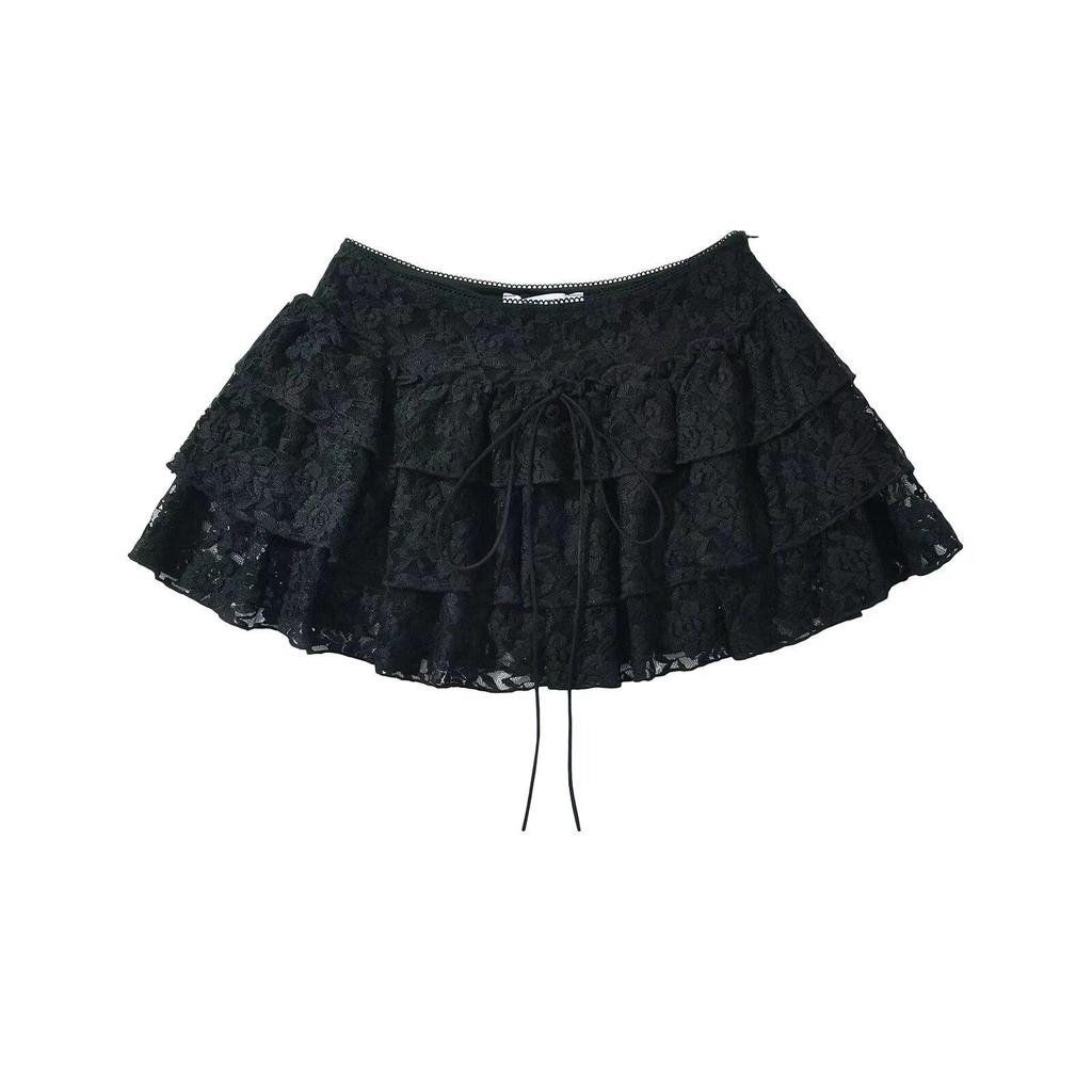 2024 Winter Women's European & American Style Fashion Lace-up Versatile Skirt Pants