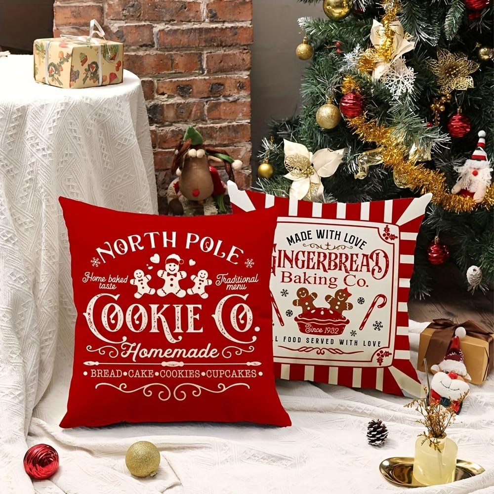 Christmas Gingerbread-Themed Pillowcases: Baked Fresh Daily Delights for Your Home sofas, bedroom pillow covers, holiday gifts