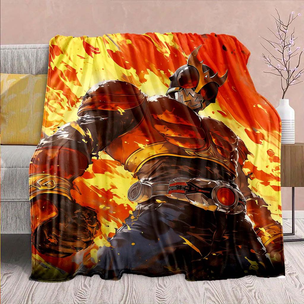Kamen Rider Anime Flannel Blanket – Soft, Warm, Perfect for Sofas, Bedding, Camping, Travel, Office, and Home Decor – QJY