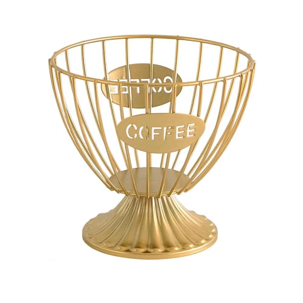 Multi-functional Coffee Capsule Holder Large Capacity Coffee Pod Storage Stand  Living Room Round Gold