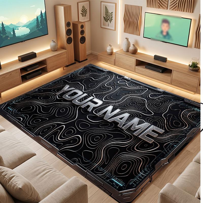Abstract Personalized Theme Crystal Velvet Floor Rug Personalized Custom Name Text Warm Carpet Home Decoration