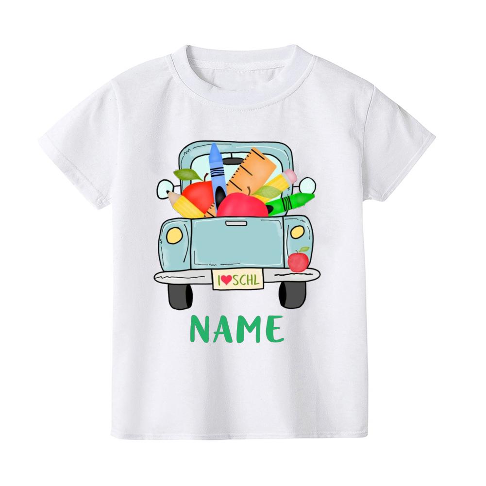 

Персонализированная детская футболка для школы с именем на заказ, школьная футболка для малышей, одежда с мелками для мальчика и девочки, футболка в подарок на первый день школы 150