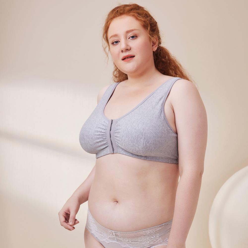 Plus Size Wire-Free Front Closure Minimizer Bra with Adjustable Padded Straps