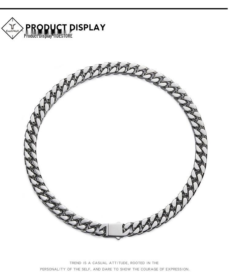 Men's Stainless Steel Cuban Chain Hip-Hop Bracelet & National Tide Titanium Necklace, Customizable with Laser Logo