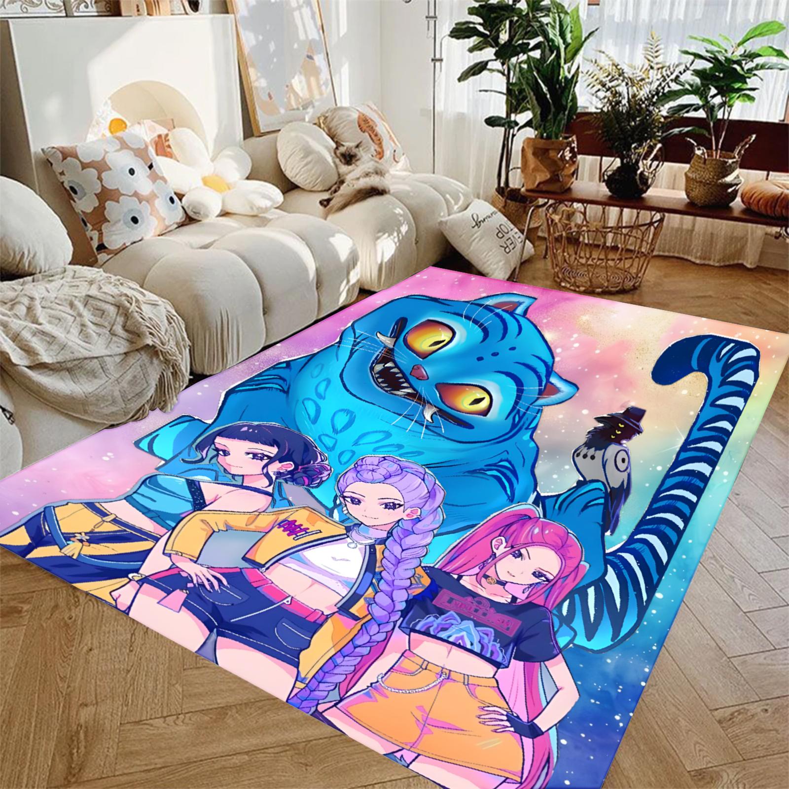 

K-POP D-Демони-Мисливці Килим Протиковзкий Прямокутний Килимок для Підлоги М який Килим Кімнатний Килим Внутрішній Зовнішній Декор Вітальні 50x80cm