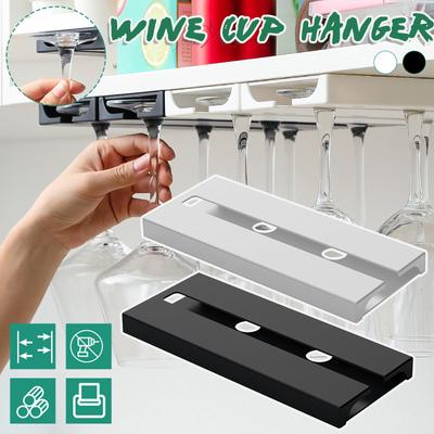 Estante para copas de vino, colgador de plástico para debajo del gabinete, copas para vino, copa sin perforaciones, colgador para copas de vino