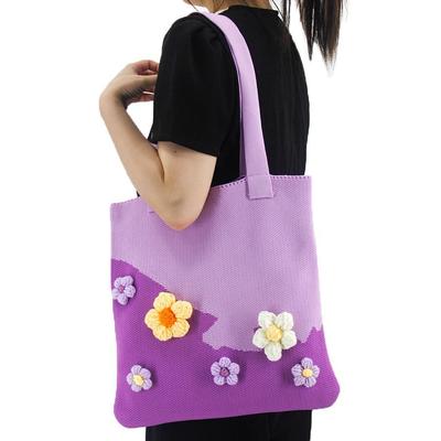 Bolso tejido a mano cosido a ganchillo, bolso de hombro, bolso de mano de gran capacidad, bolso de ganchillo con aguja para mujer