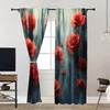 2pc,  Valentine's Day Window Treatment Curtains Rose Pattern Versatile Fabric,Without Electricity Family Party for Indoor
