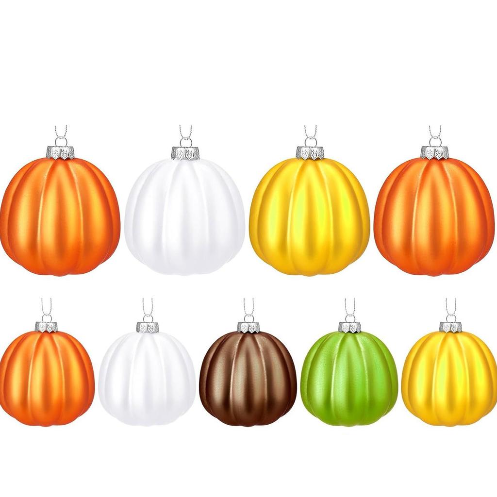 Pack Of 20 Matte Finish Halloween Pumpkin Baubles Decorations Plastic Hanging Ornament For Holiday Parties