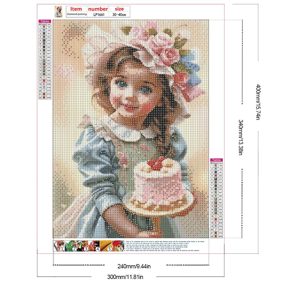 30*40CM 5D DIY Vollrunde Bohrer Strass Süßes Mädchen Kit Kunsthandwerk Mosaik Malerei Stickerei Handgefertigt Heimdekoration Geschenk